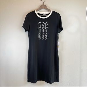 Calvin Klein Logo Black Women’s Mini T-Shirt Dress Size Medium NWT